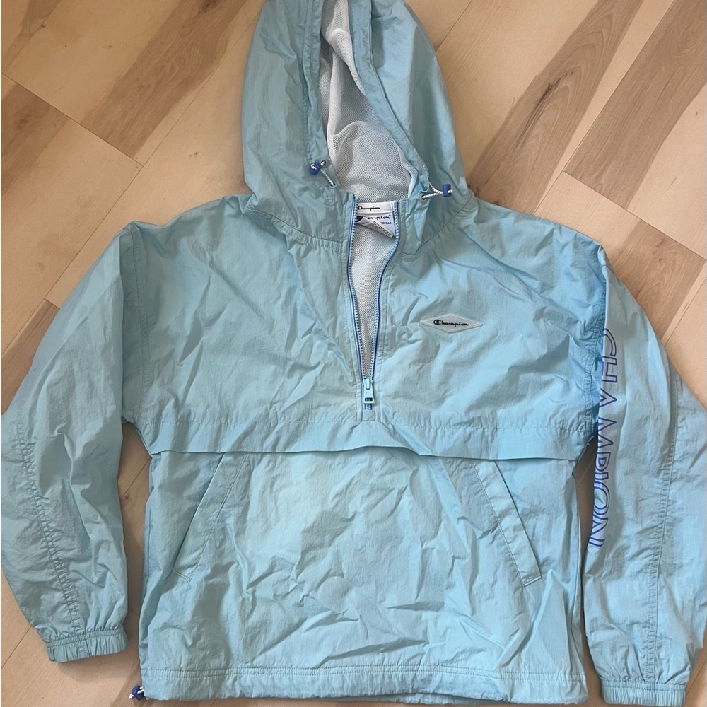 Y2K Champion Light Blue Windbreaker Jacket